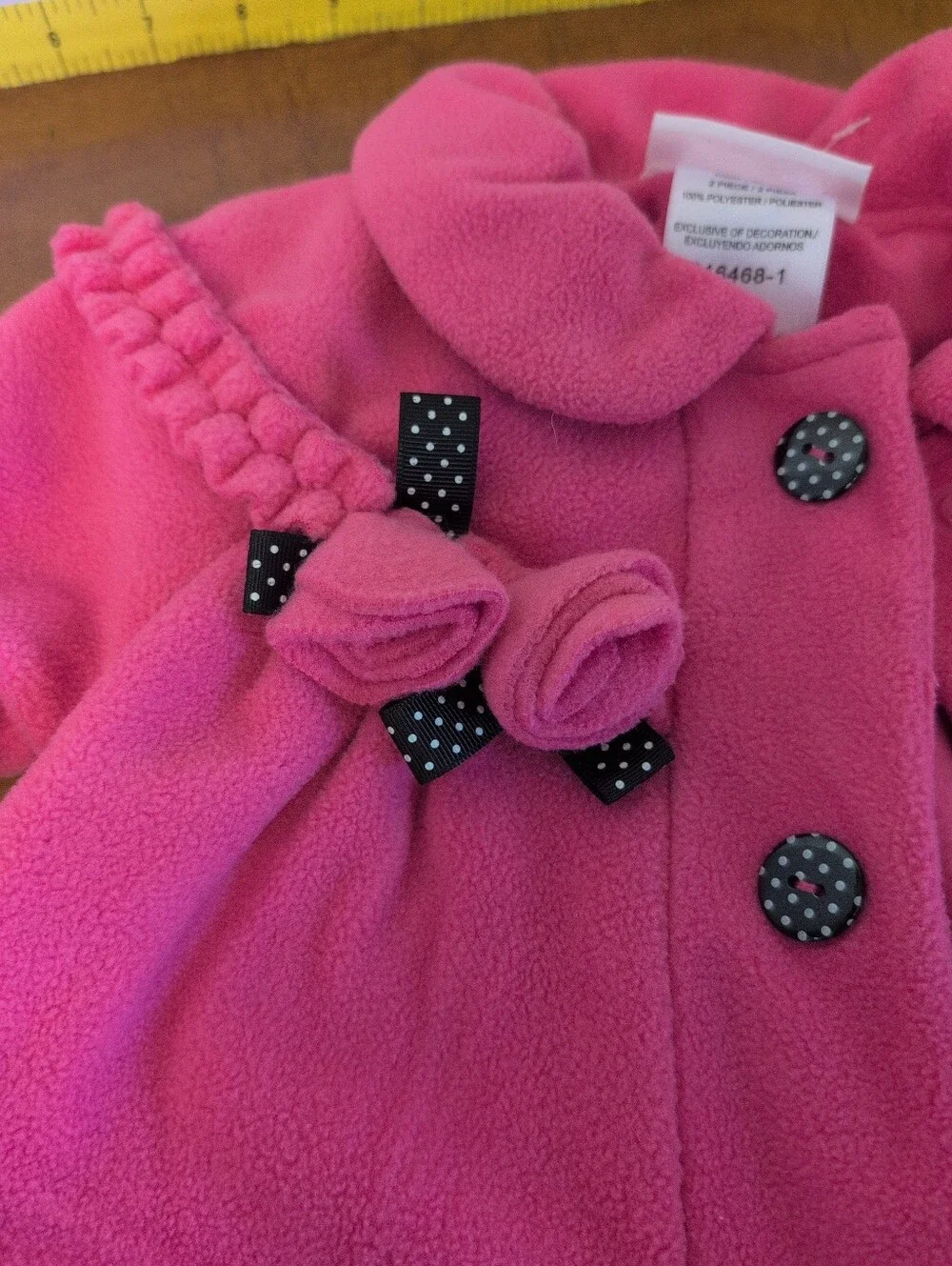 Bonnie Jean Hot Pink Girls' Fleece Pea Coat with Matching Hat
